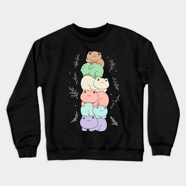 Cottagecore Aesthetic Kawaii Frog Pile Gift Crewneck Sweatshirt by Alex21